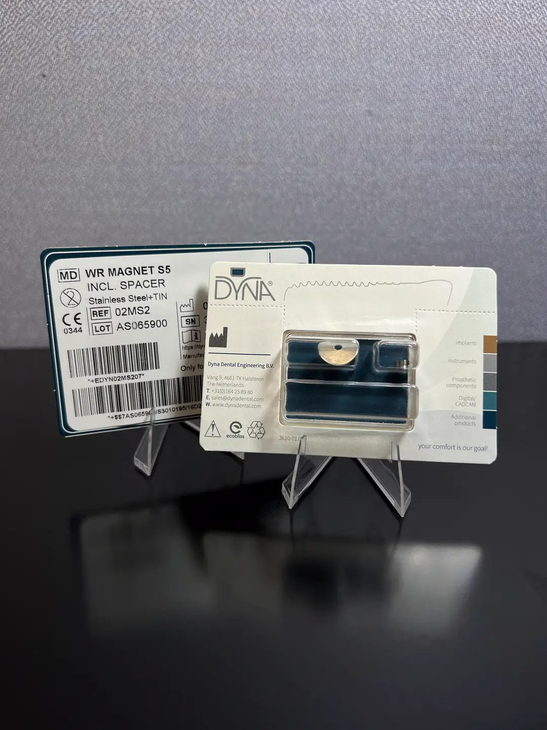 DYNA WR Magnet S5 Dentalmagnet mit Spacer aus Edelstahl und Zinn in Originalverpackung.